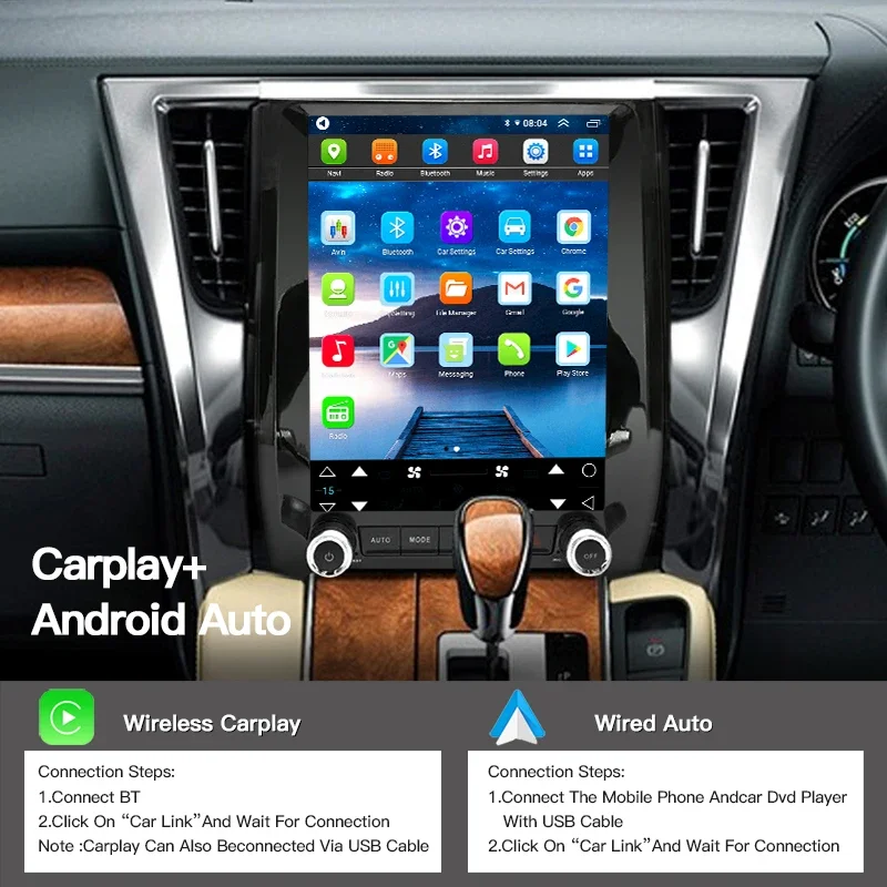 12.1 بوصة Android14 راديو السيارة شاشة تسلا مشغل وسائط متعددة لتويوتا ألارد فيلفاير A30 2015-2020 Carplay الملاحة DSP #4