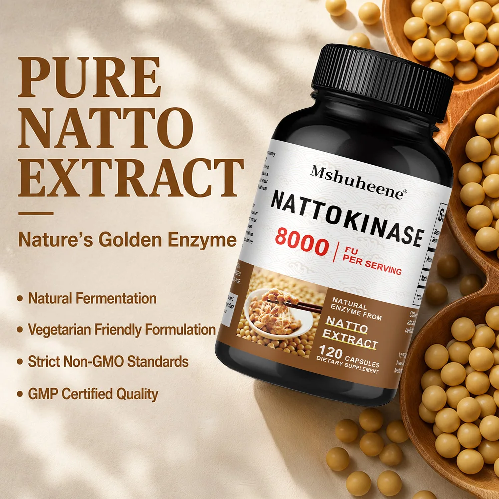 Nattokinase Capsules, Daily Nutritional Support for Heart, Cardiovascular Blood Vessel & Blood Circulation Wellness Non-GMO