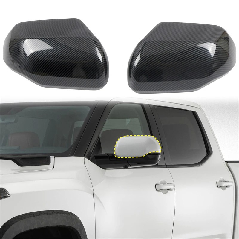 

2pcs ABS Carbon Door Rearview Side Mirror Cover For Toyota Tundra 2022-2023 Car Accessorier