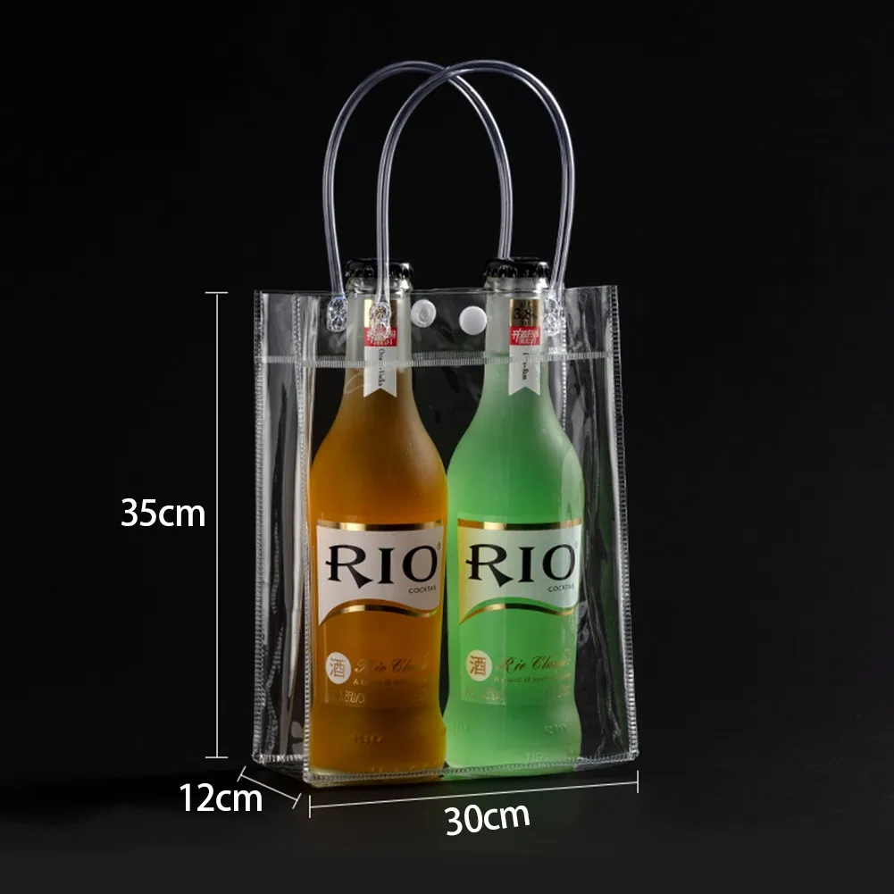 Champagne Drink Wine Beer Ice Bag PVC Bottle Cooler Chiller For Picnics Parties Portable Ice Bucket With Handle 35*30*12cm