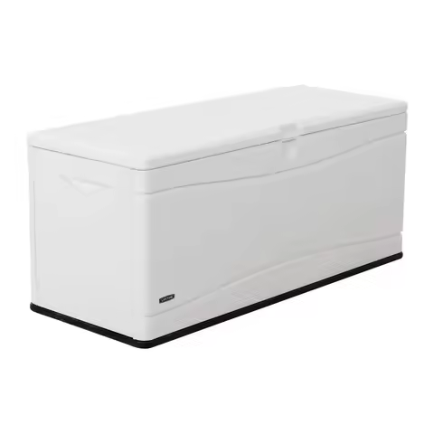 Outdoor Storage Deck Box, 130 Gallon, Arctic White, Lockable, UVProtected, for Decks and Marine Docks