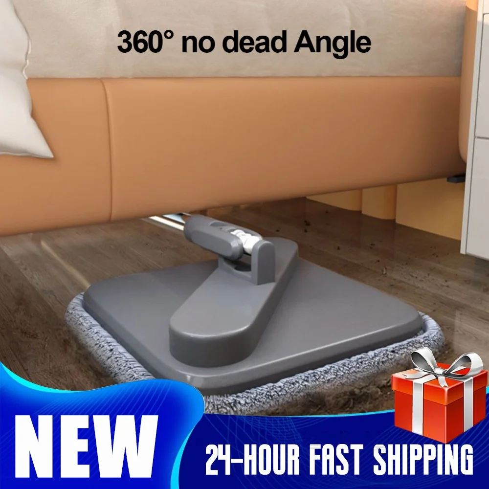Practical Floor Cleaning Mop with Bucket Squeeze Mops Hand-Free 360 Rotatable Adjustable for Automatic Door Corner