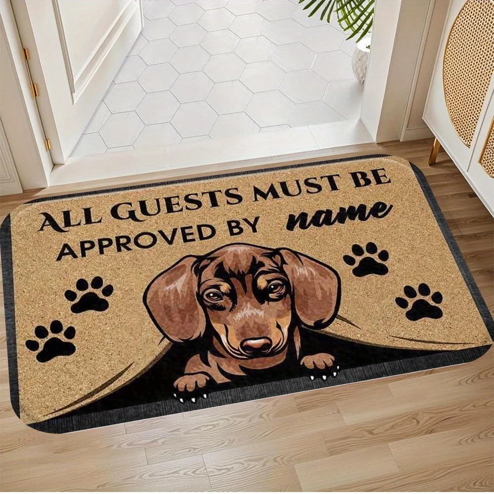 Peeking Dachshund Puppy Doormat Realistic Dog Portrait Indoor Area Rug Entrance Floor Carpet Mat for Front Door Porch Pet Lover