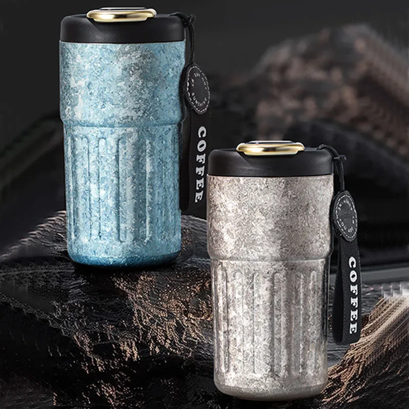 410ml Handy Coffee Cup/Thermos Mug With Lifting Rope,Display Temperature,Double Layer Pure Titanium Vacuum Flasks,Water Bottle