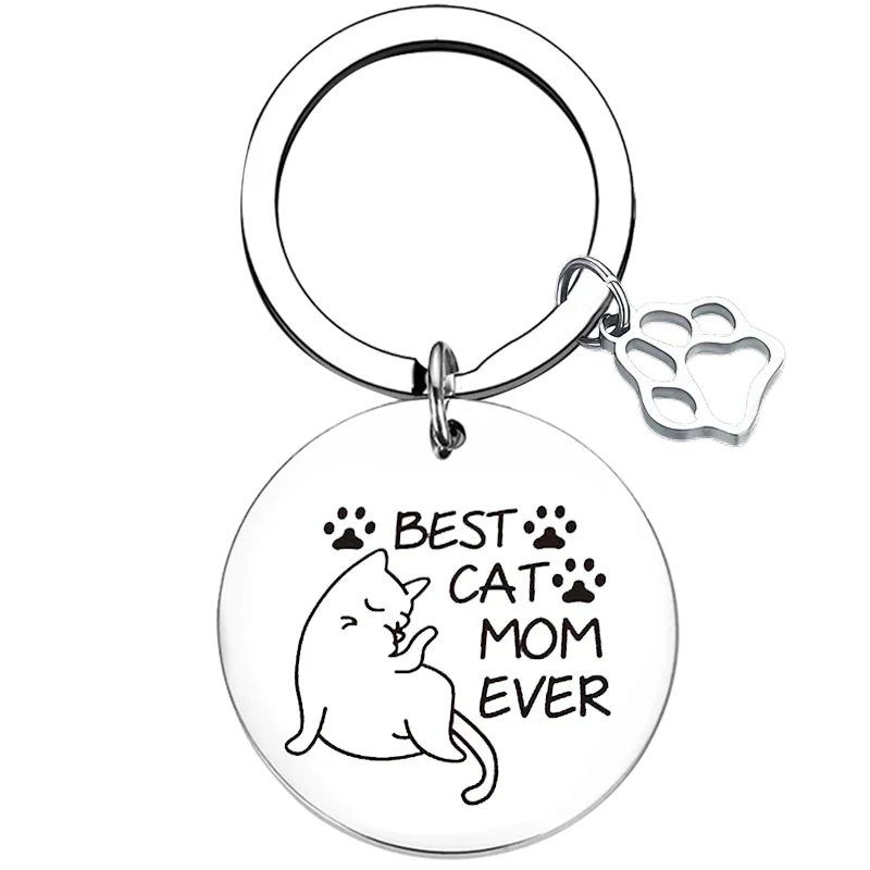 Best Cat Mom Keychain Cat Mama Key Chain Pendant Jewelry Cat Mommy Gifts Mothers Day gifts