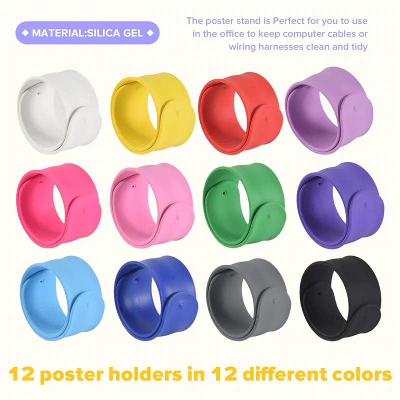 A67P-12Pcs سيليكون الوجه ورق التغليف حامل ملصق حامل لفة الورق حامل استقرار صفعة العصابات لتنظيم التخزين