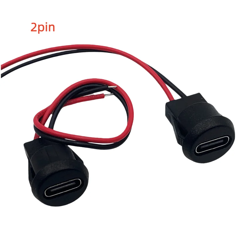 1-10pcs TYPE-C female socket 2Pin injection glue direct pressure positive reverse plug charging port Type C USB Connector 2 Pin