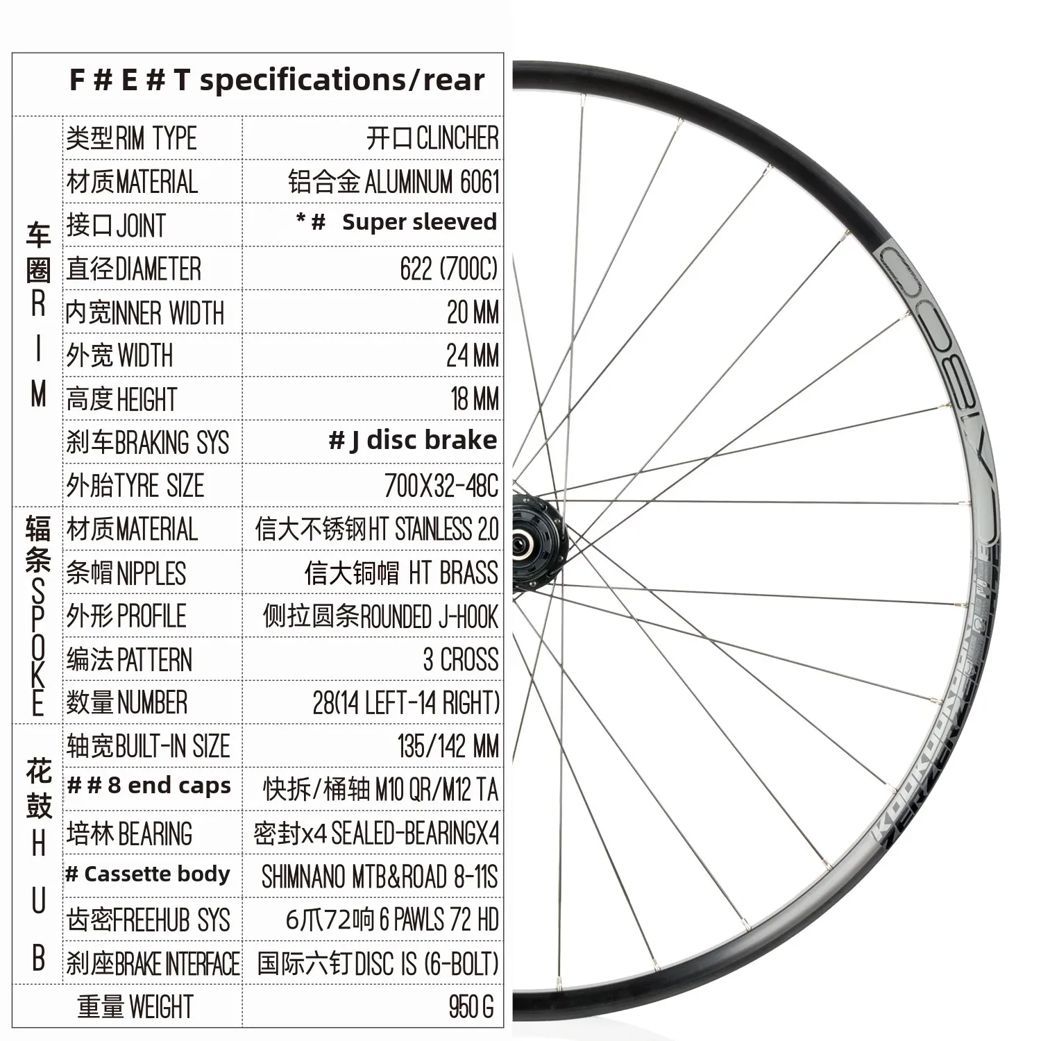 KOOZER CX1800 Gravel Road 700C Bicycle Wheelset Cyclocross Gravel Wheels, Tubeless Ready, Precision Hand-Built, 72HD Engagement