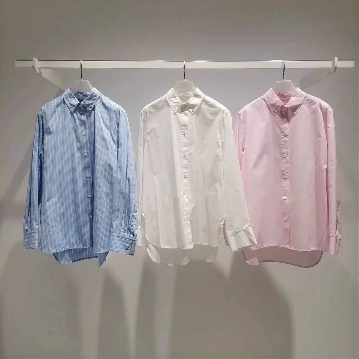

NingYao KUH26 Spring Classic Collar Cotton irt Tee Colors Versatile Commute Sle Loose Fit Long Sve Striped Button up