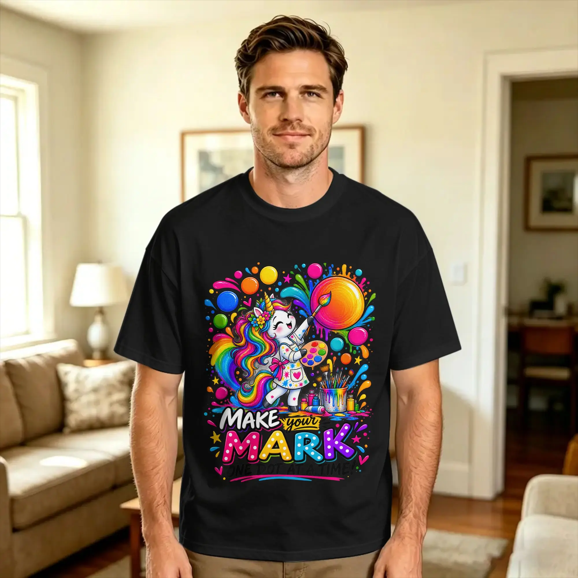 Men's T-Shirt Girls Dot Day Make Your Mark Art T-Shirts Harajuku  Summer Tees Y2K Fun Cotton Tops Gift Idea