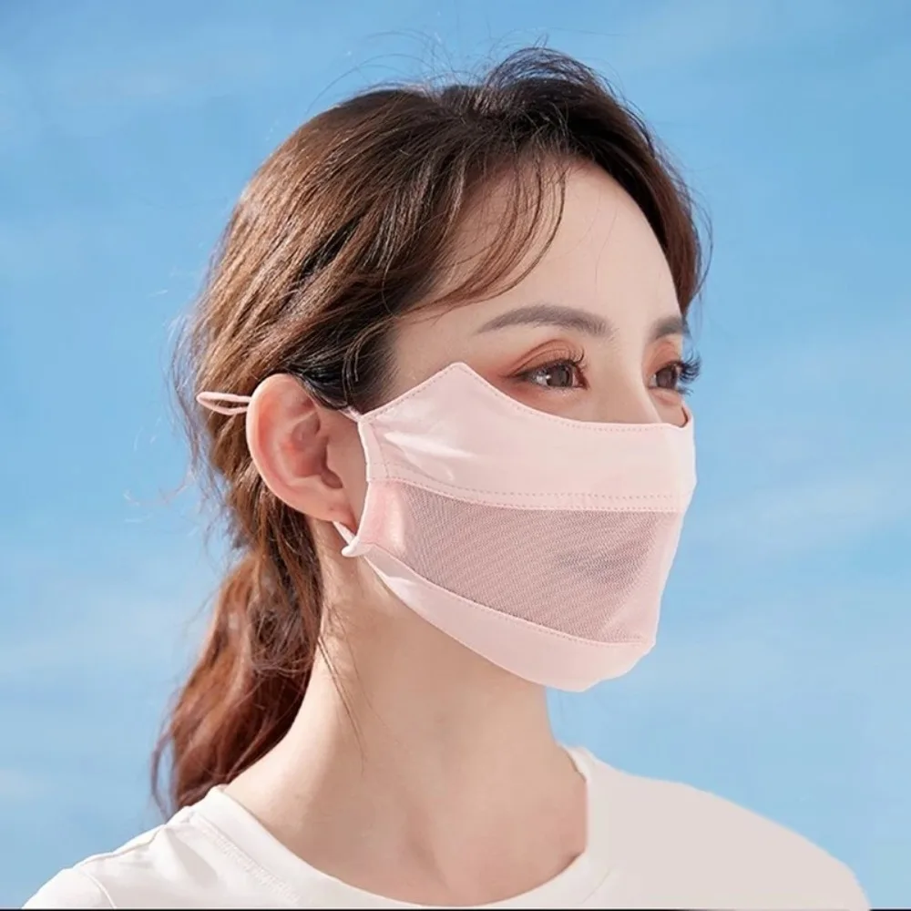 New Breathable Ice Silk Mask Anti-UV Ice Silk Riding Face Mask Mesh Sunscreen Mask Unisex