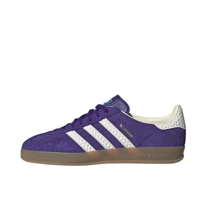 Adidas Gazelle Indoor T-Head Shoes Women and Men Purple and White Low Top Non-slip German Training Board Shoes IF1806