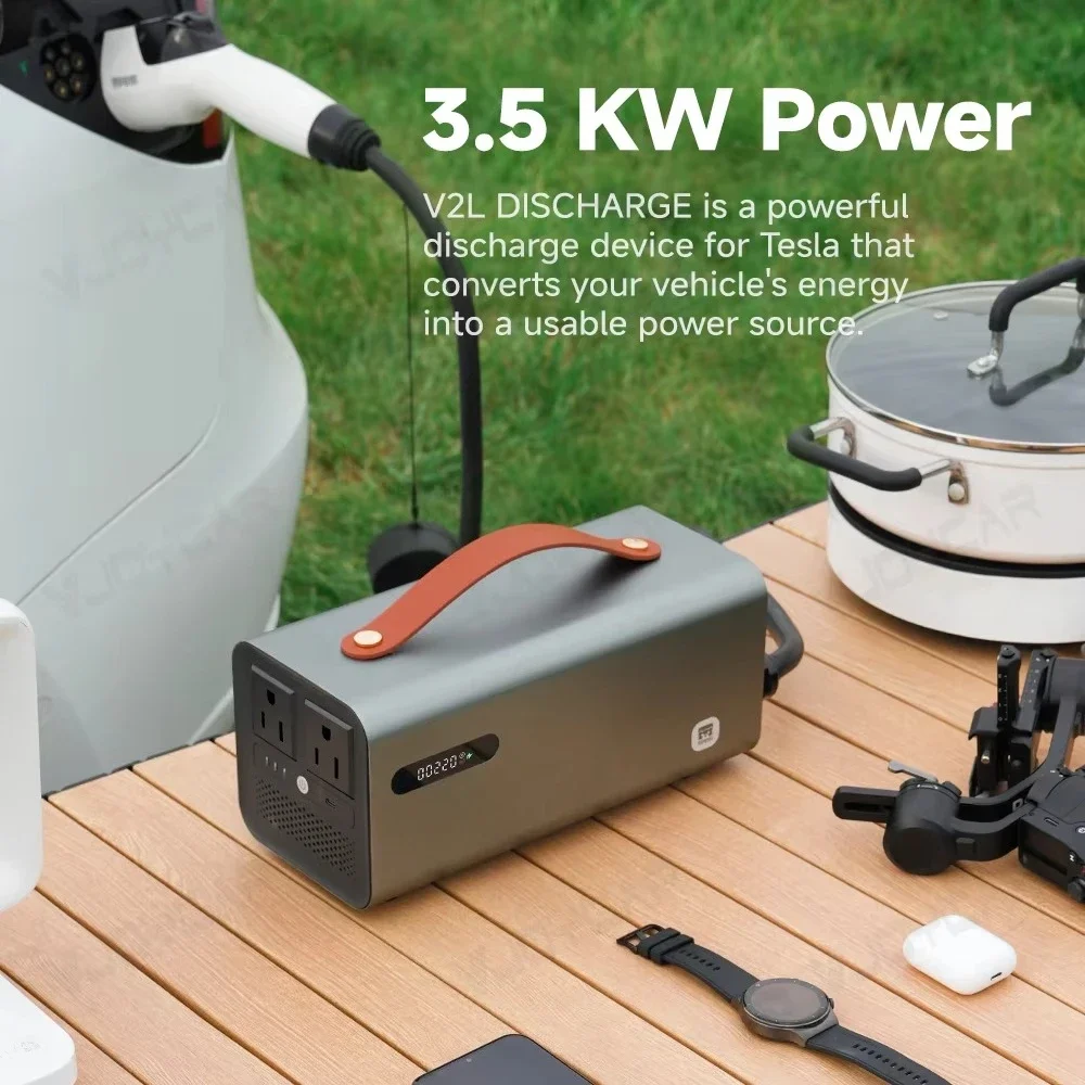 V2L Discharger Gun For Tesla Model 3 Y X S Car Inverter NACS CCS2 AC 110V-120V Portable Power Conversion Socket 220V-240V Option