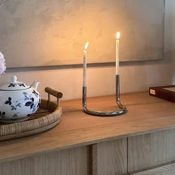 Creative U-shaped Twin Candlestick Nordic Bauhaus Style Stainless Steel Tube Decoration Designer Home Decor Candal Holder Gifts