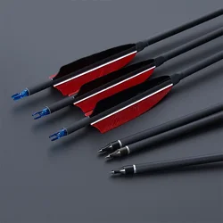 31.5inch Archery Carbon Arrows with Natural Feather Spine 500 ID 6.2mm for Outdoor Archery Hunting