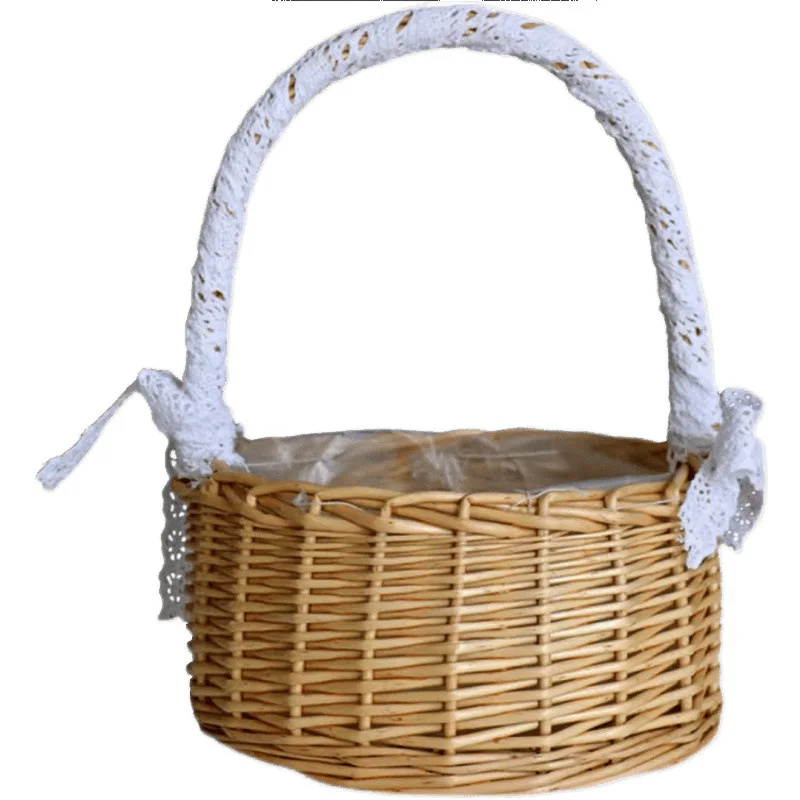 

Gift basket Portable woven flower basket, rattan wicker flower insert