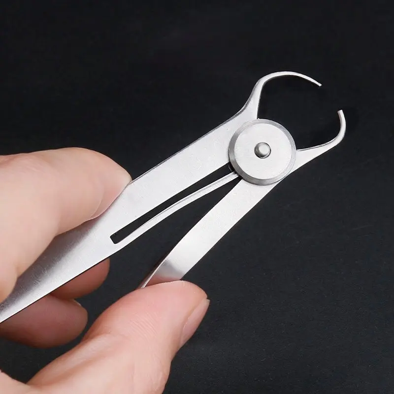 Jewelry Workshop Tool Stainless Steel Internal Calipers 0-10mm Engraved Scale Dual Tip for Fine and Thick Materials