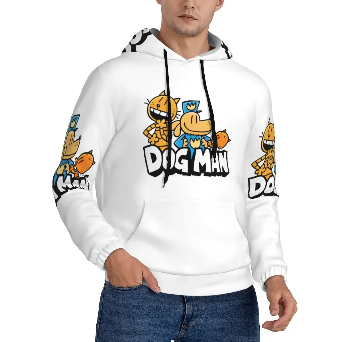 Dog Man Cat And Cute Man Hoodie Harajuku Pullover Autumn Winter Men Women Sweatshirt Long Sleeve Tops