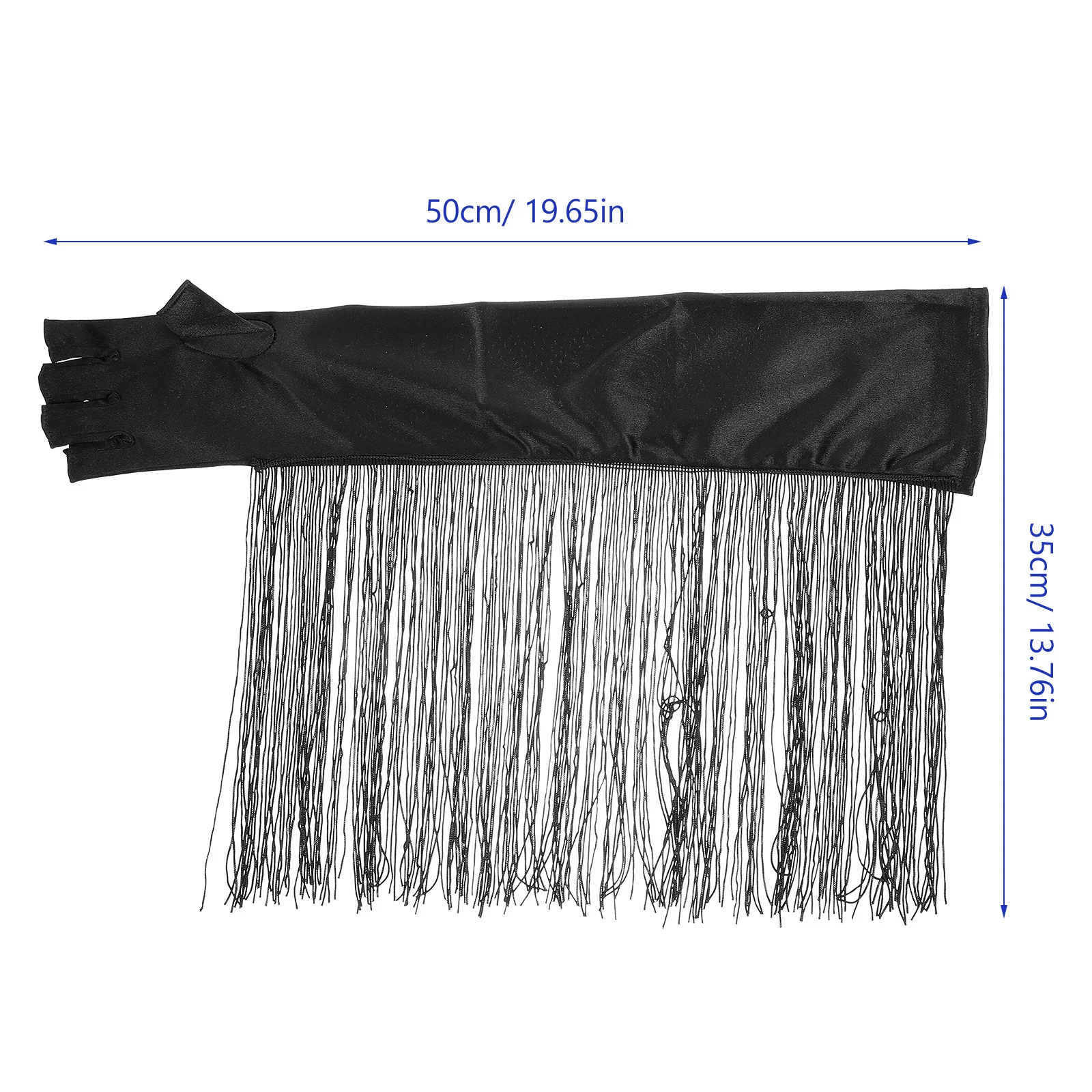 1 paio di guanti da opera neri, design lungo ed elastico con nappe, per feste di ballo, matrimoni, spettacoli teatrali, guanti da opera neri