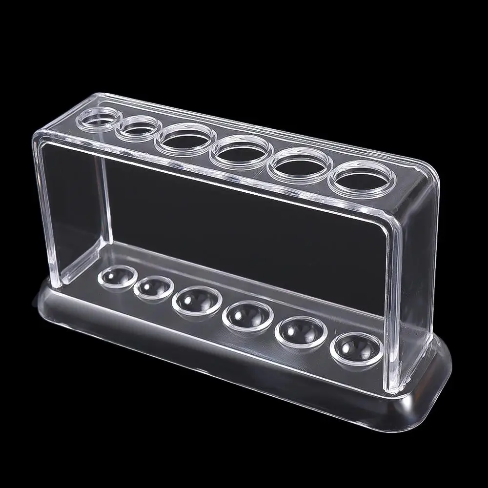 School Supply Lab Equipment 16.7*8*3cm 6 Holes Clear Transparent Test Tube Stand Burette Shelf Test Tube Holder Test Tube Rack