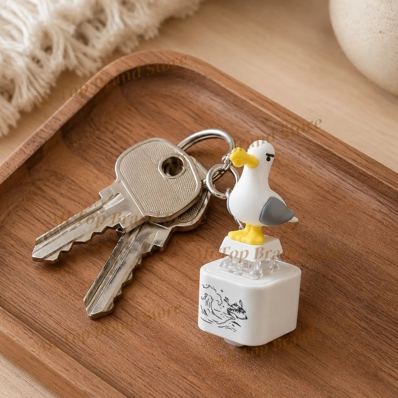 

Seagull Mine Button Keychain, Rechargeable Sound Clicker with LED Light, Portable Keychain and Maker Desk Fidget Toy