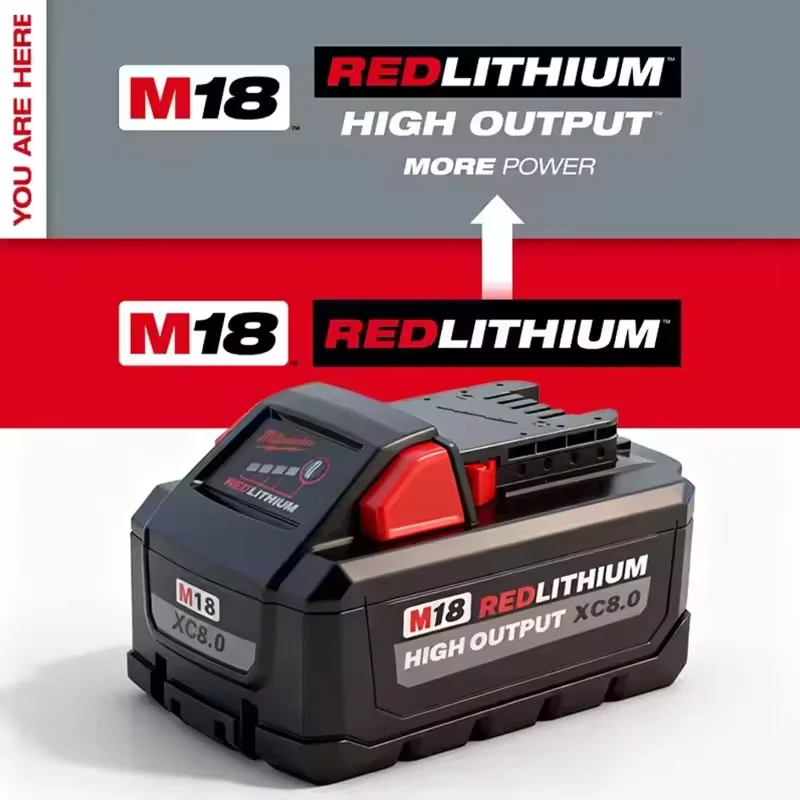 

Original Milwaukee M18 Lithium Battery 48-11-1860 48-11-1850 48-11-1840 5.0Ah 6.0Ah M18B5 M18B6 with M18 Fast For Power Tools