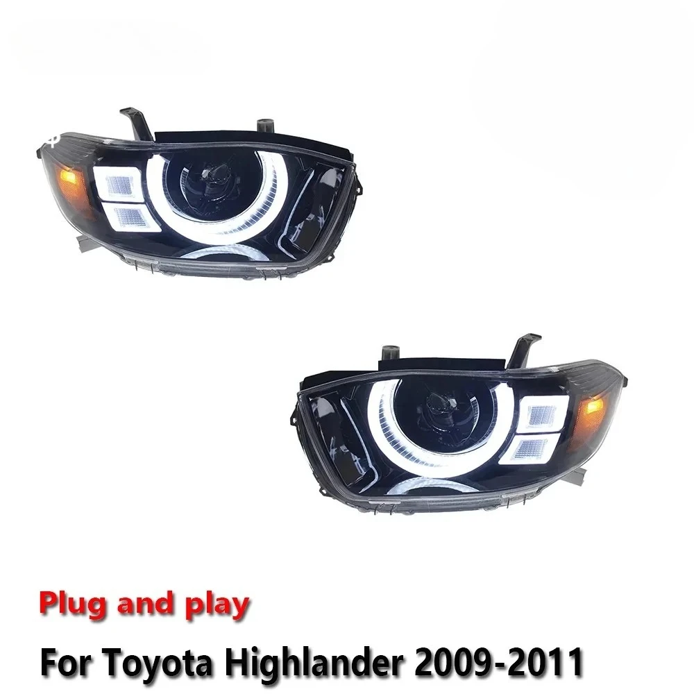 

Автомобильные светодиодные фары в сборе для Toyota Highlander 2009-2011: противотуманные фары, ДХО, стоп-сигналы, указатели поворота. Подключи и работай.