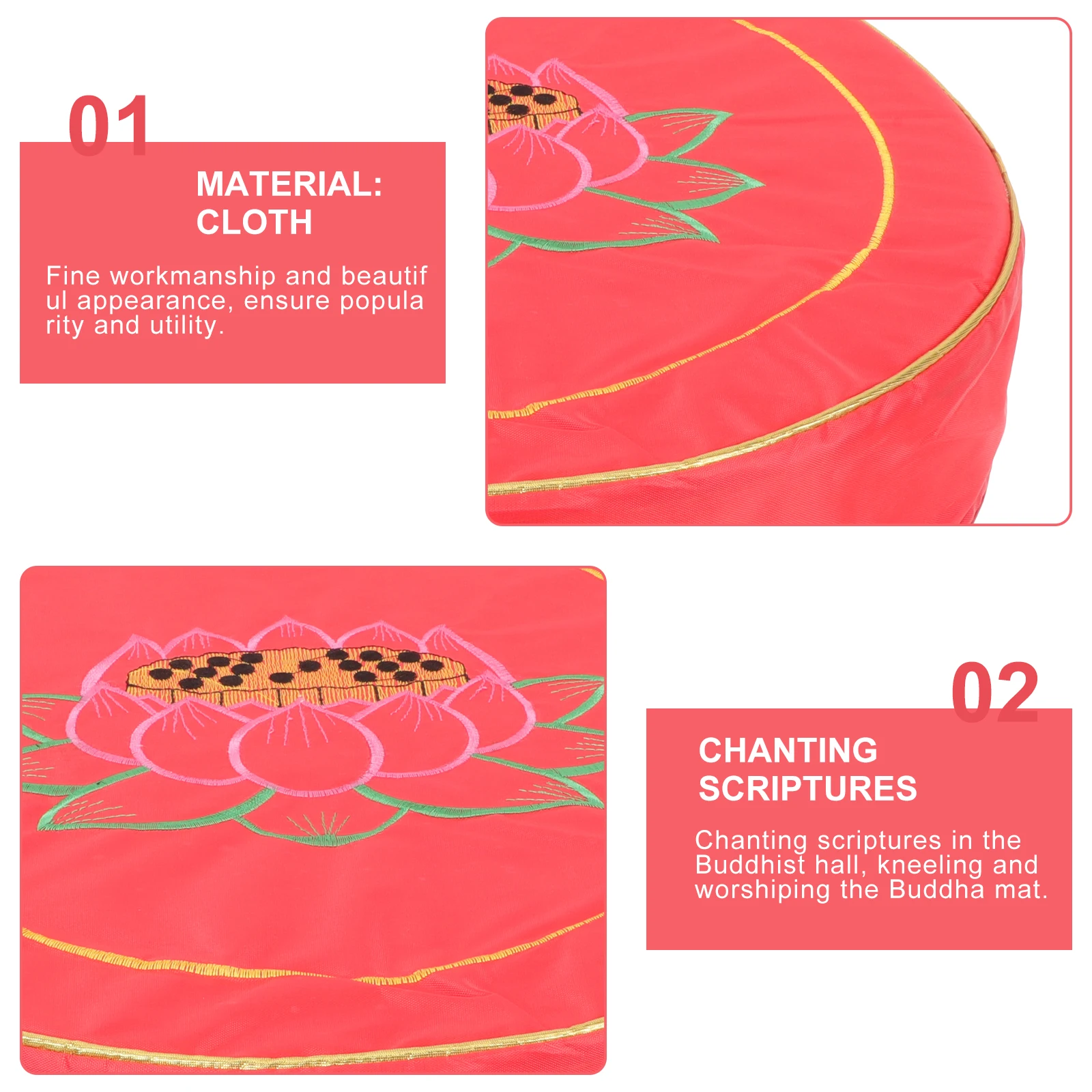 

1 set Meditation Cushion 8cm Thick Kneeling Mat for Yoga Floor Worship Pillow Home Temple