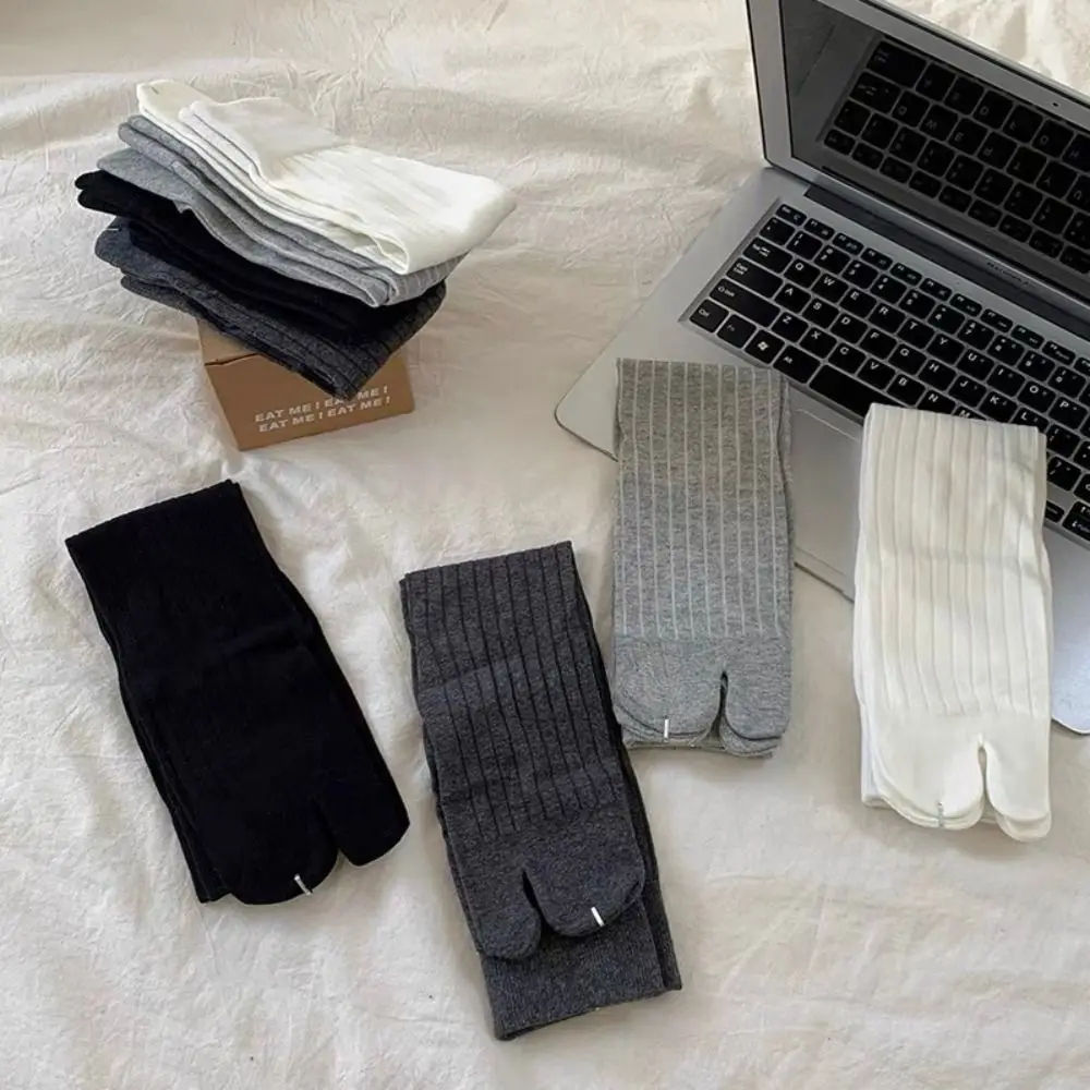 New High Quality Split Toe Socks Combed Cotton Soft Two-Toed Socks Comfortable Stripe Women's Tabi Socks