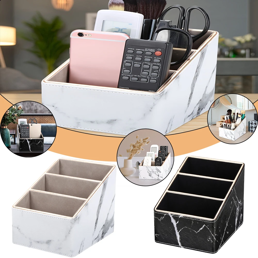 

1PC Multi-Functional Storage Boxes Marble Pattern Leather Storage Box for Remote Home Office Accessories Storage Holder 리모컨 수납함