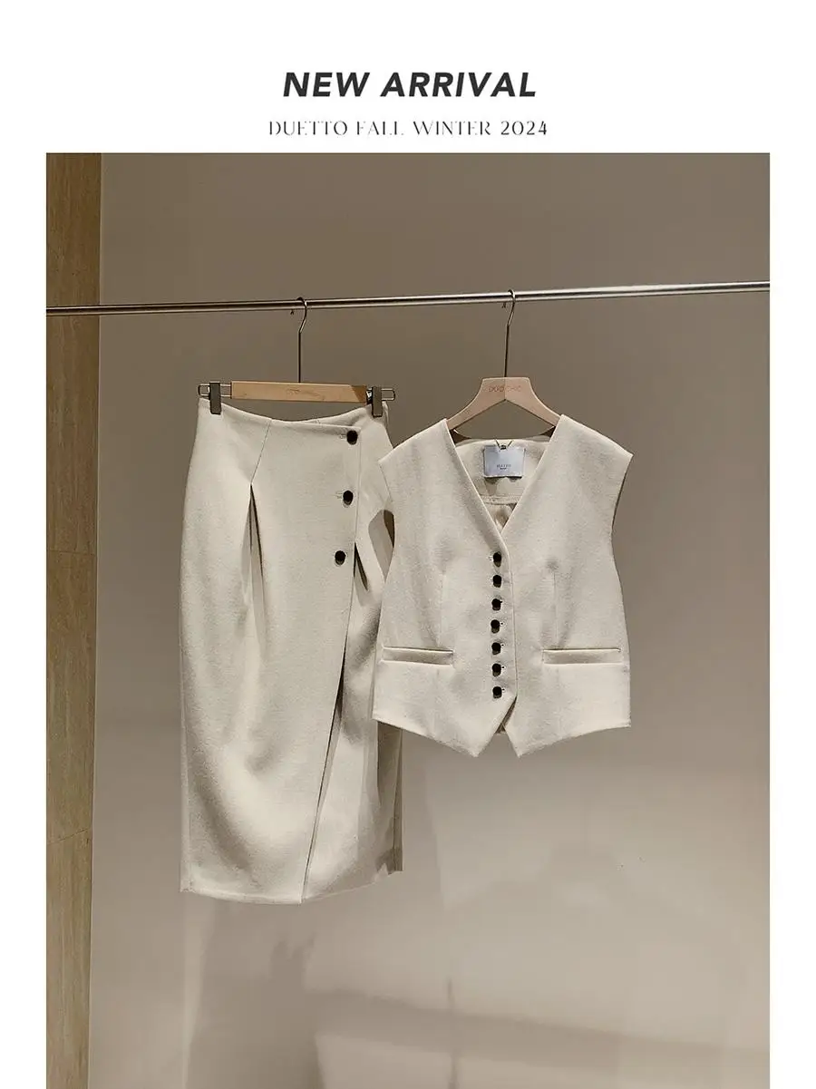

Duetto Thi Woolen Vest And Bloomer Skirt Set Australian First earing Wool Faionable Women's Ensemble Autumn 2024