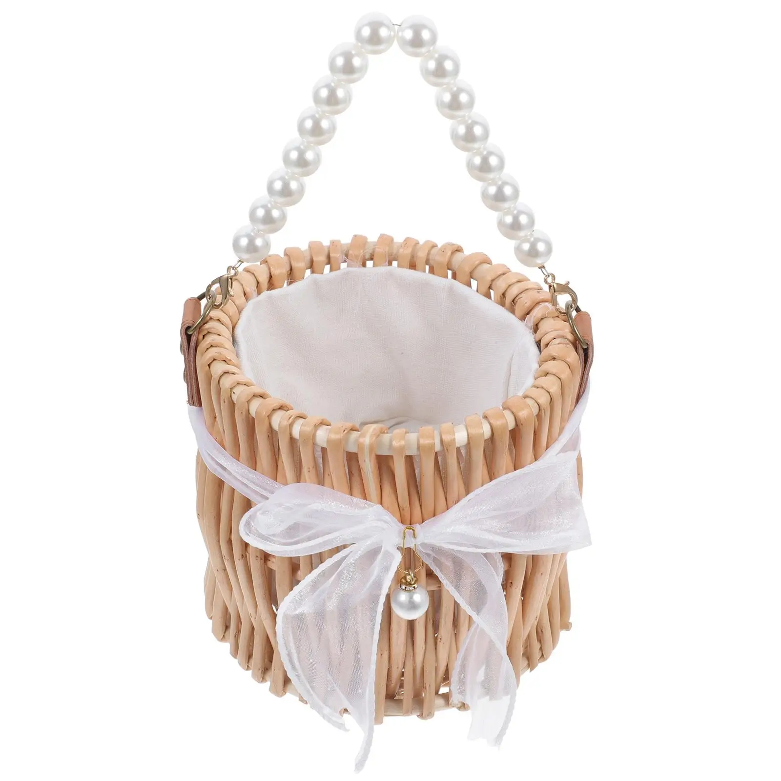 Handwoven Wood Slice Basket Storage Picnic Fruit Vegetable Grain Home Decor Handheld Woven Shopping Basket