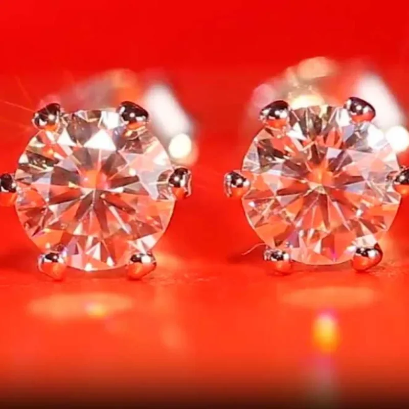 Sacemens 0.5-1CT orecchini a bottone Moissanite certificati per le donne placcatura in platino orecchini a bottone in argento Sterling con diamanti gioielli da sposa