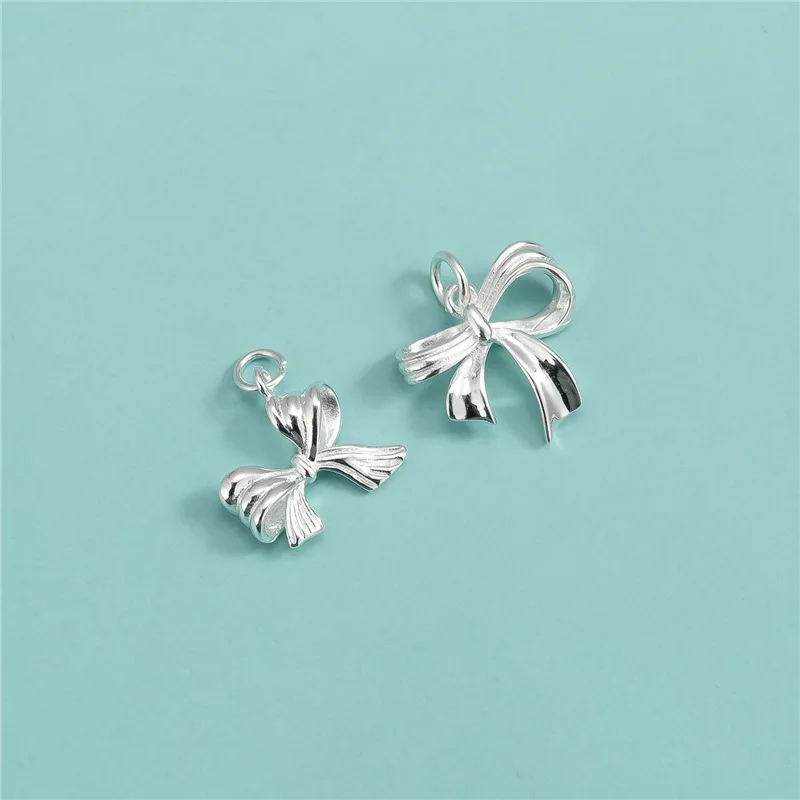 

S925 Sterling Silver Exquisite Bow Pendant Aesthetic Style DIY Pearl Necklace Collarbone Chain Charm Jewelry Finding