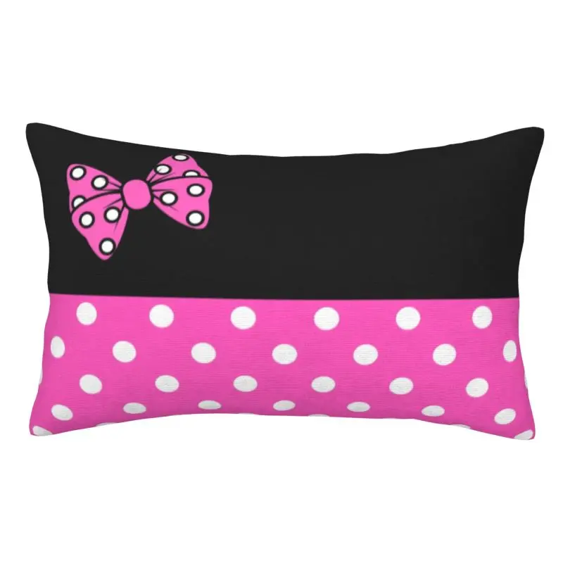 Custom Nordic Pink Minnie Mouse Polkadot Anime Cushion Cover for Bed Sofa Soft Throw Pillow Case Rectangle