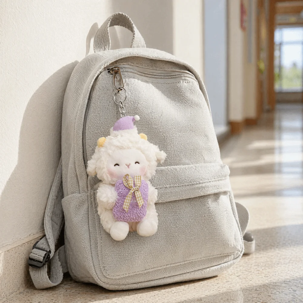 Sweet Sheep PP Cotton Cartoon Sheep Shape Bag Pendant Charm Lamb Keychain Ornament Girl
