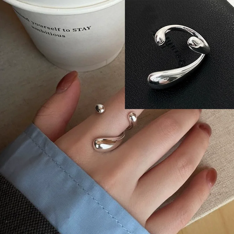 Women's 925 Sterling Silver Minimalist Adjustable Ring, Handmade