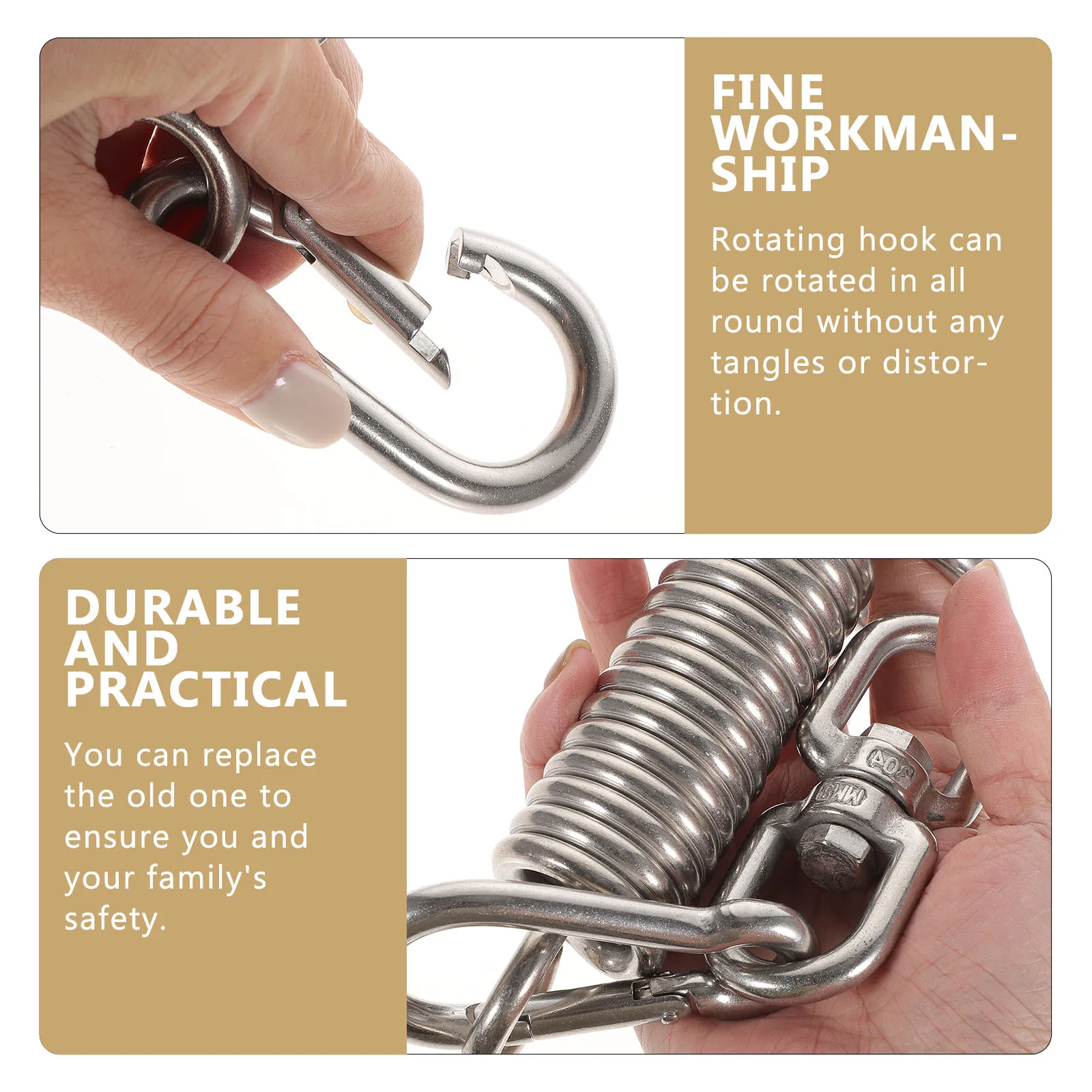 

Stainless Steel Hammock Spring Carabiner Hanging Accessories Durable Swing Hanger Household Porch Hook Rotating Hook Impact