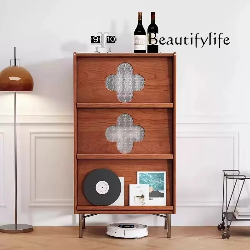 

Medieval solid wood four-leaf clover TV cabinet next to storage retro small apartment living room against the wall combination c