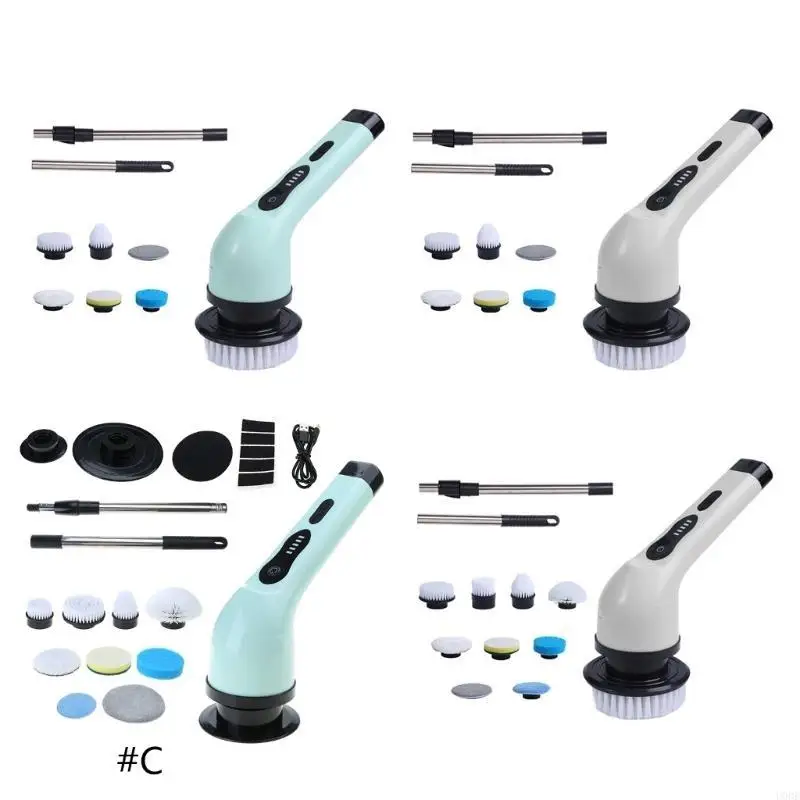 Electric Spin Scrubber Electric Cleaning Brush with 6/9 Replaceable Brush Heads