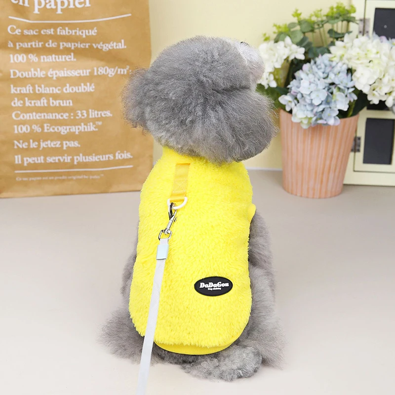 Pet Autumn And Winter Fleece Clothes Dog Cat Warm Coat Solid Color Fleece Sweatshirt For Small Medium Dogs Teddy Bichon Pullover