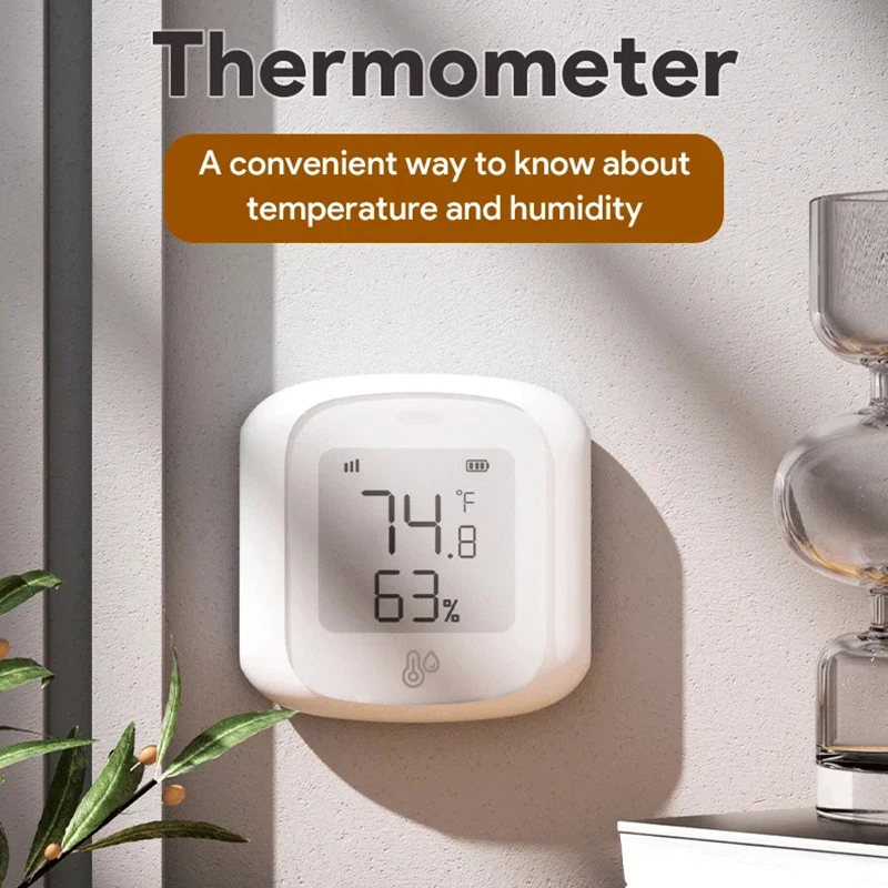 Sensor inteligente de temperatura y humedad WiFi/Zigbee, higrómetro interior, termómetro con pantalla LCD, compatible con Alexa y Google Home