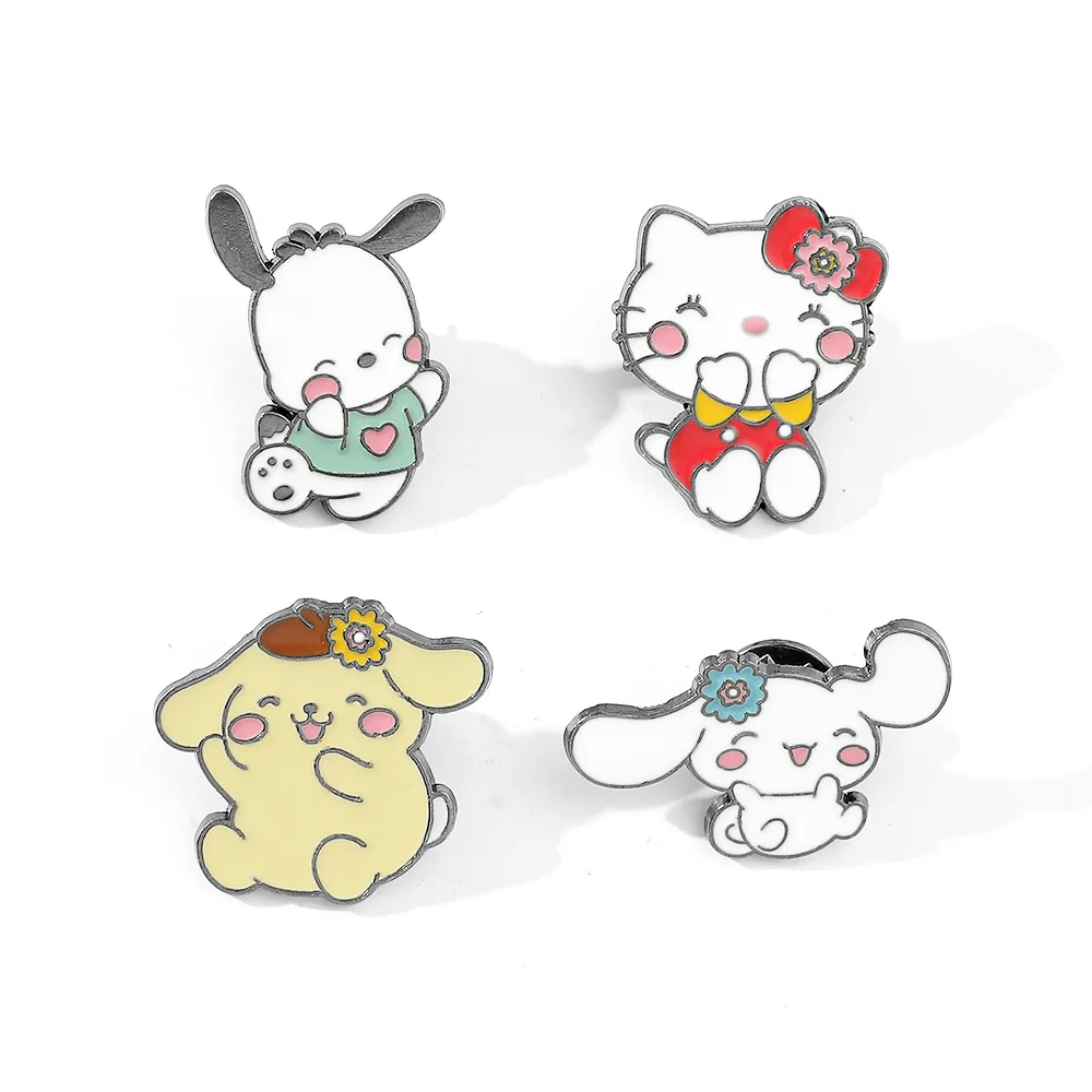 

Sanrio Cartoon Hello Kitty Brooch Enamel Pin Cute Shyness Cinnamoroll Pochacco Backpacks Jewelry Metal Badges Accessories Gifts