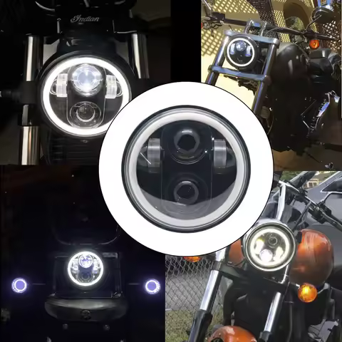 5 3/4" Inch Round Led Headlights For Harley Sportster 1200 883 Street 500 750 5.75 Yellow Halo Ring Angel Eyes Led Headlights