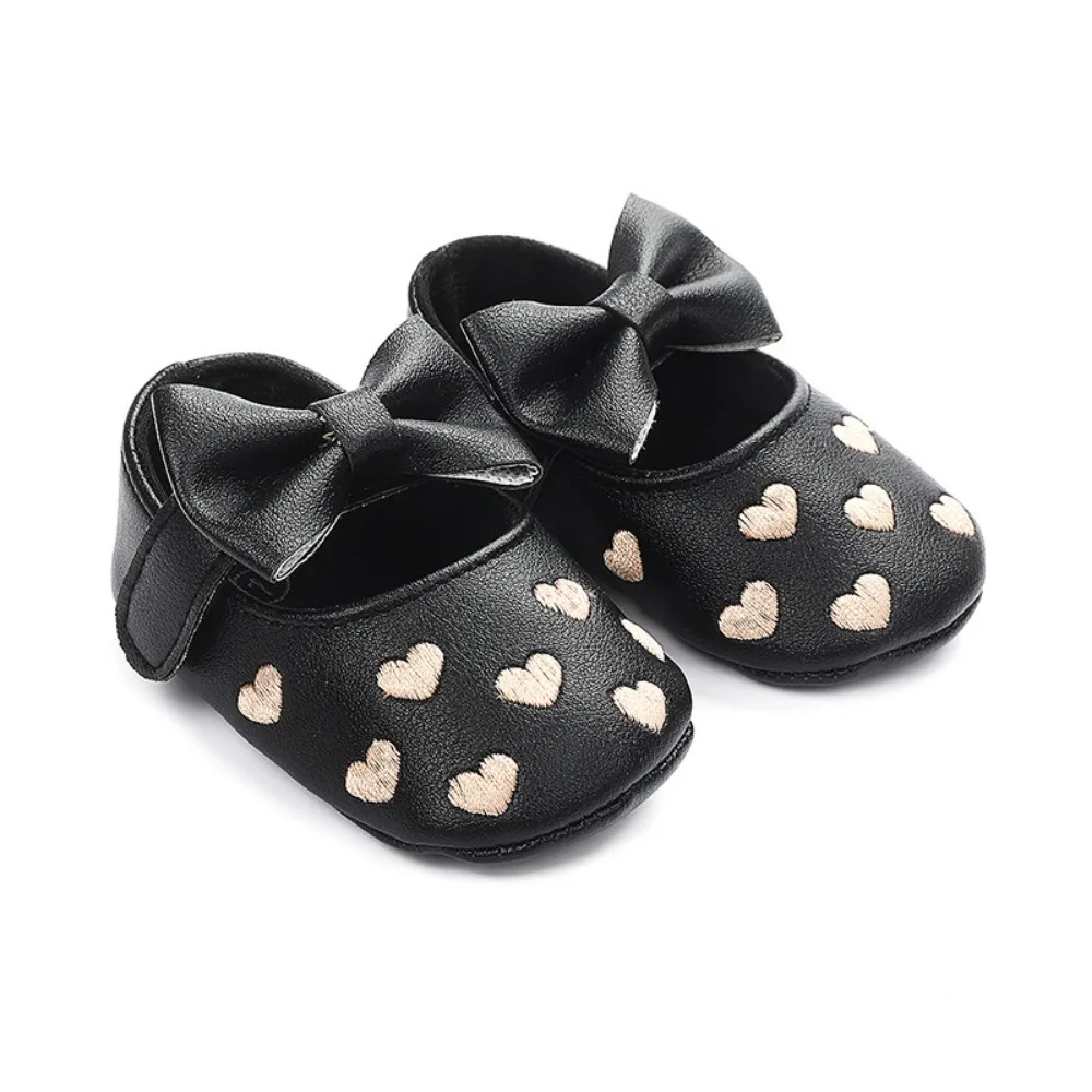 

Non-slip Leather Baby Shoes Cute Appearance Love Bow Toddler Shoes Multicolor Breathable Newborn First Walkers First Steps