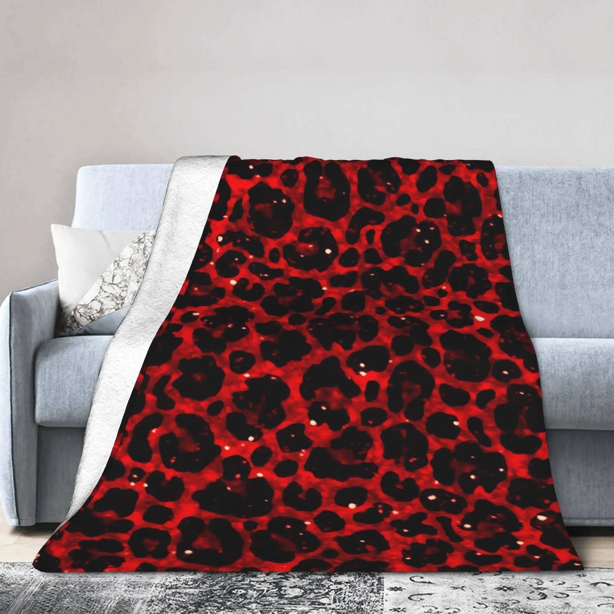 Glitter Leopard Blankets Velvet Textile Decor Faux Fur  Multifunction Warm Throw Blankets for Bedding Bedroom Bedspread