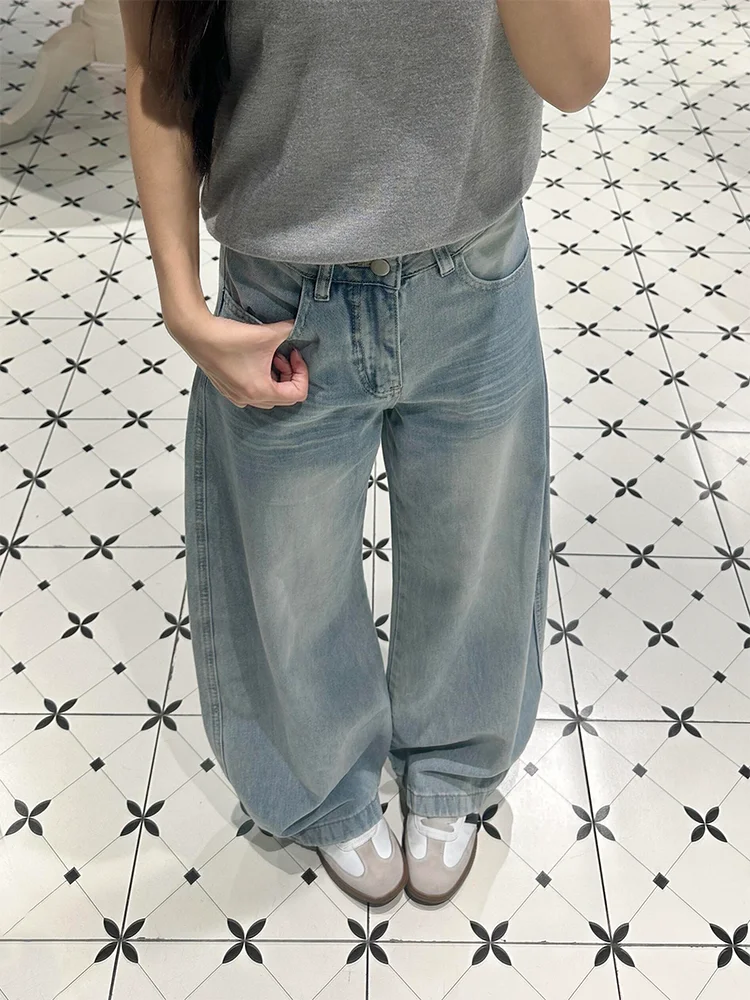 

High Waist Embroidered Wide Leg Jeans Women's plus Size American Style Design Spring Fashion Slimming Loose Floor-Length Pants
