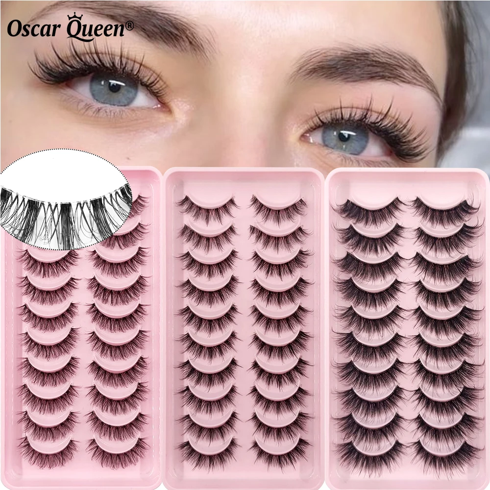 Soft Clear Matte 10 Pairs/Pack Natural Fluffy Mink Lashes Extension Invisible Band Transparent Terrier Handmade Eyelashes Makeup