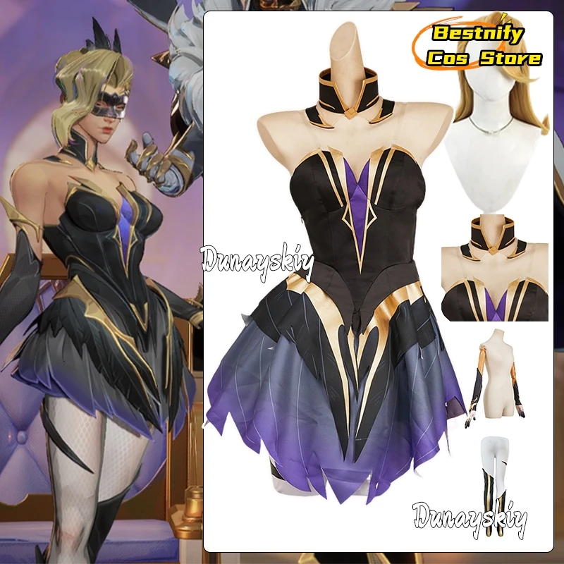

Game Rivals Role Dagger Cosplay Dress Costume Purple Princess Lolita Women's Dresses Dagger Role-playing Girl платье Wig Suits