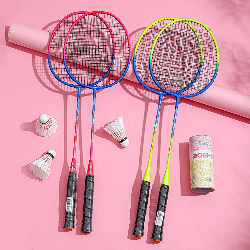 Durable Badminton Racket High Elasticity Ferroalloy Badminton Rackets Beginner Shuttlecock Rackets Professional Sports Equipment